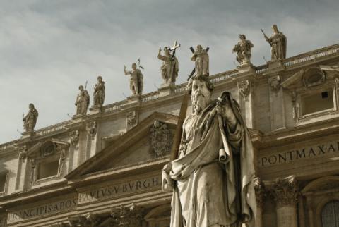 St. Paul and the Façade of St. Peter's Basilica 
