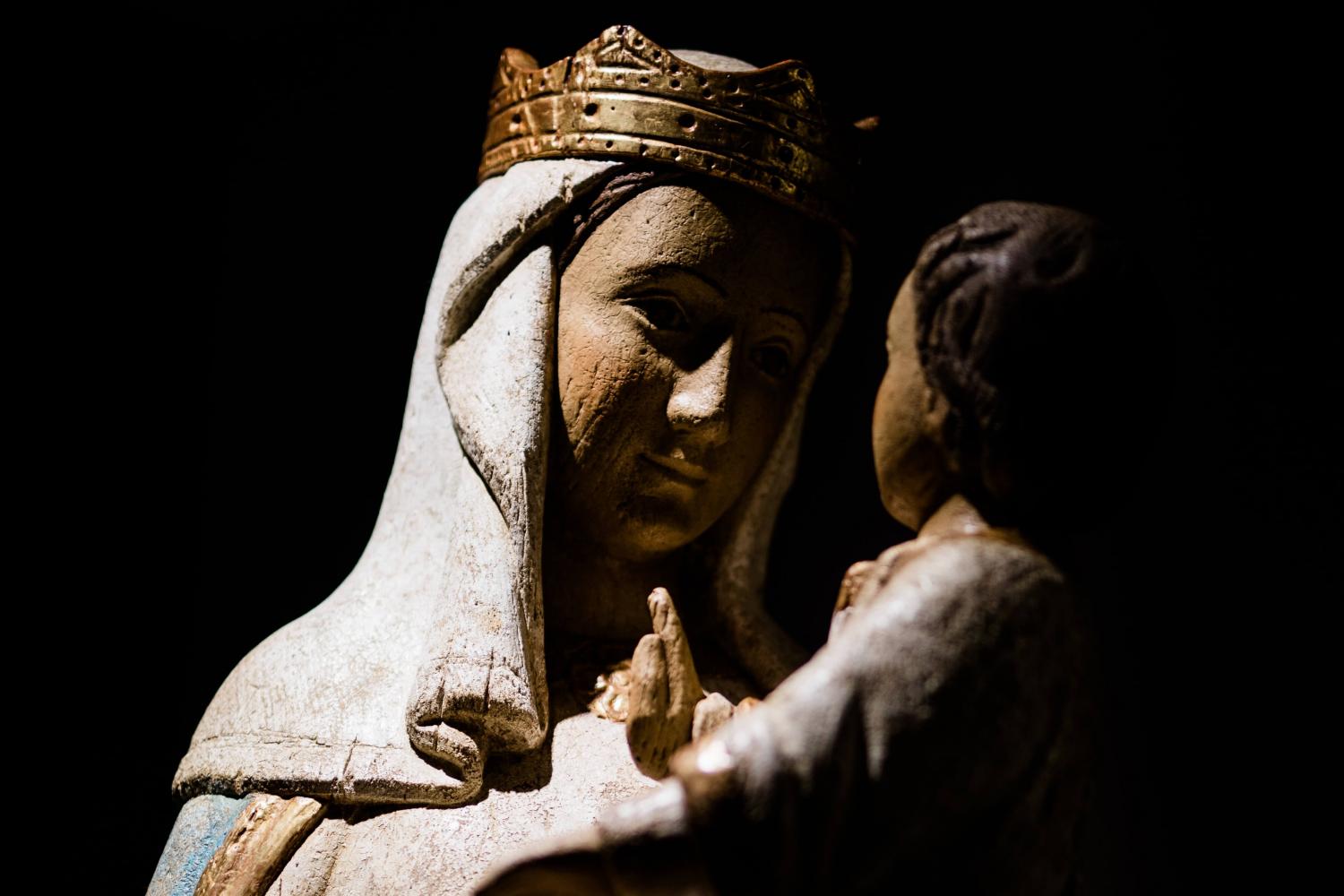 Wooden Statue of Mary Holding Christ