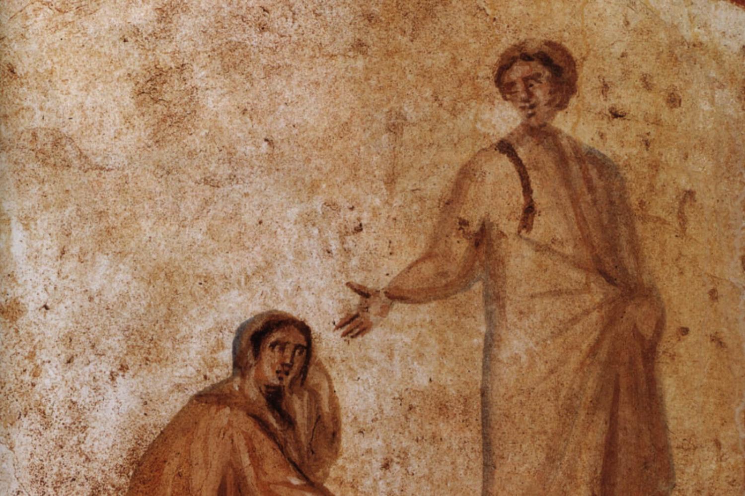 "Jesus Healing the Bleeding Woman" from the Catacombs of Marcellinus and Peter (early fourth century)