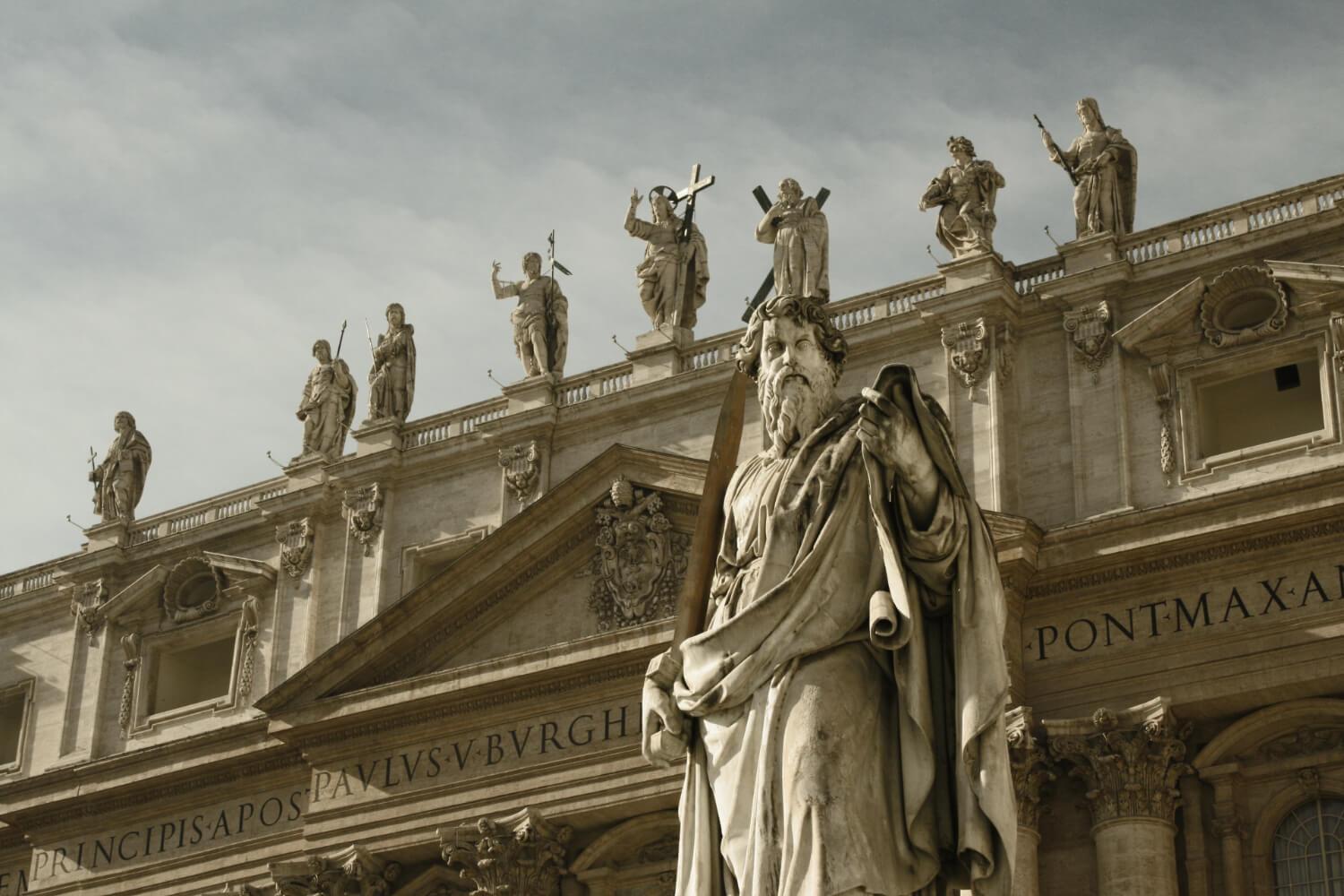 St. Paul and the Façade of St. Peter's Basilica