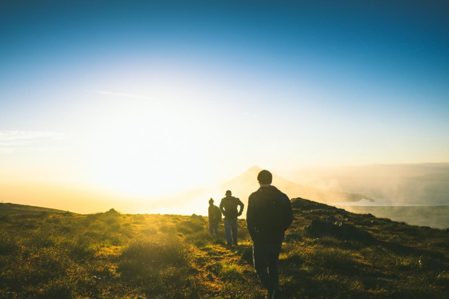 Three Friends Hiking