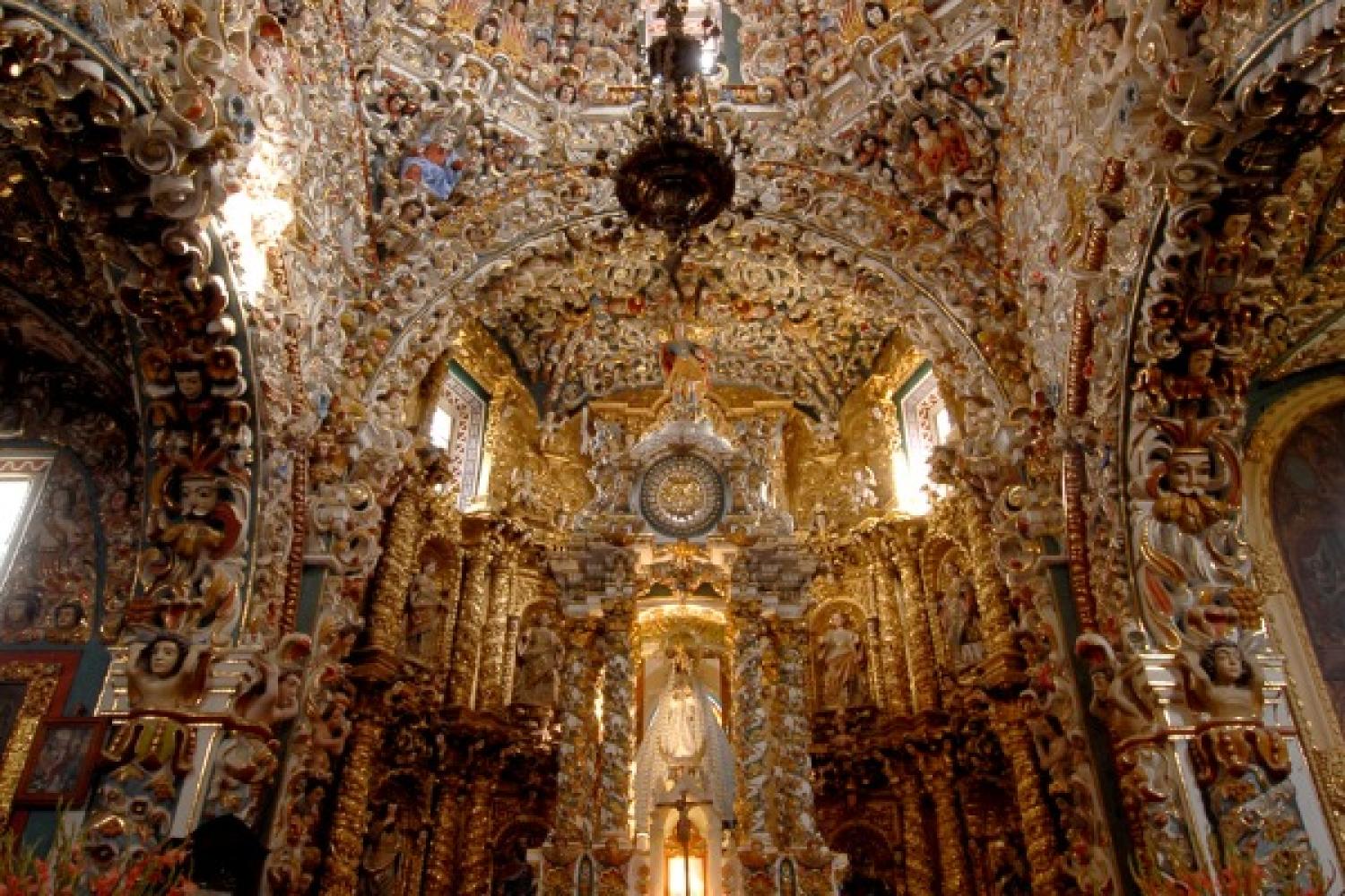 Interior of the Ornate Templo de Santa Maria Tonantzintla