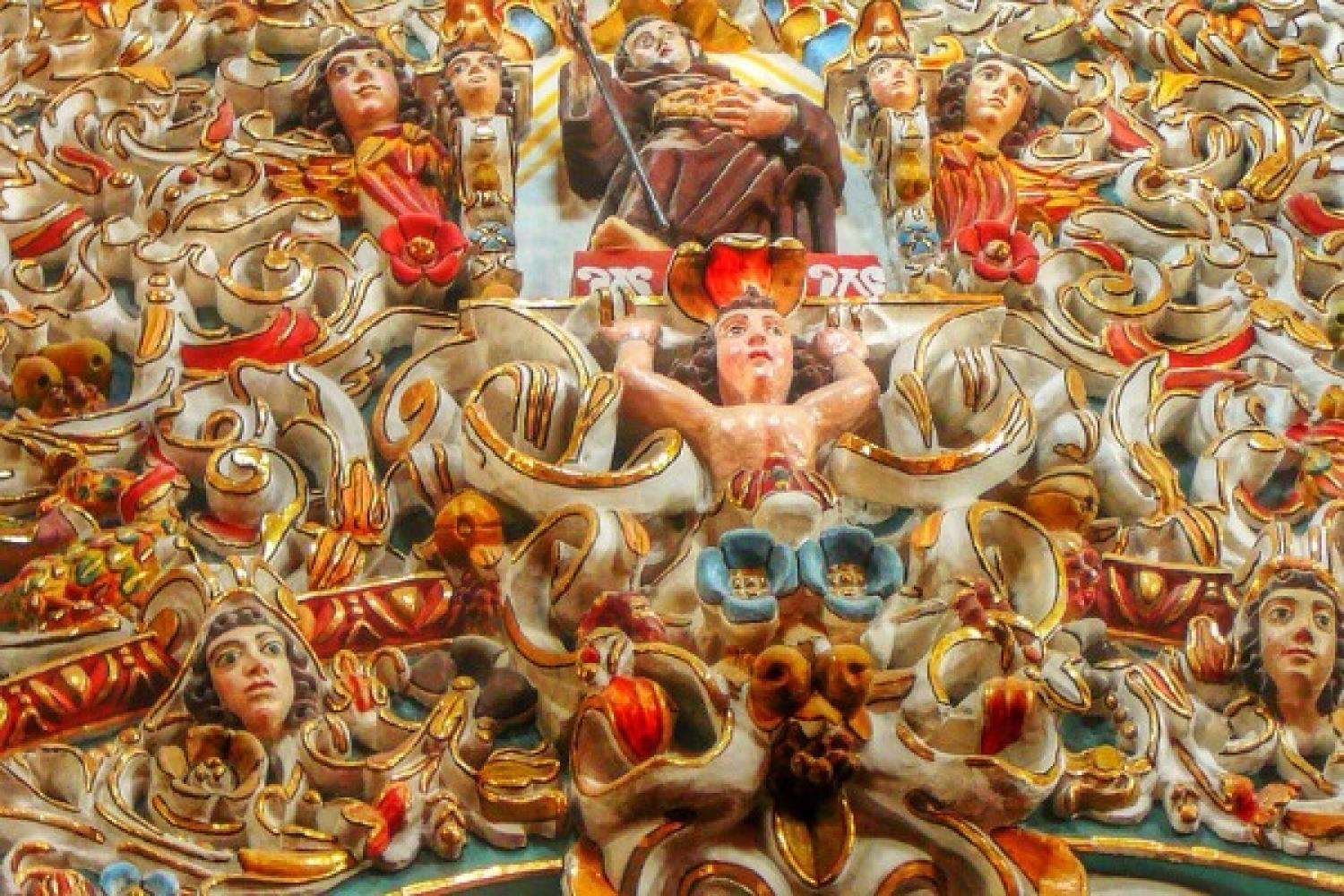 Close-up of the interior decoration of the Templo de Santa María Tonantzintla