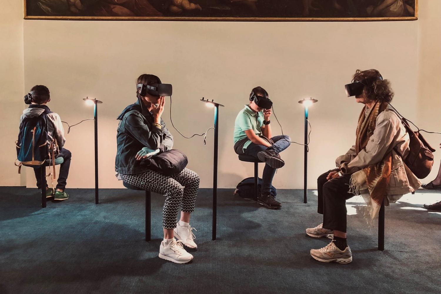 Virtual reality headsets in an art museum