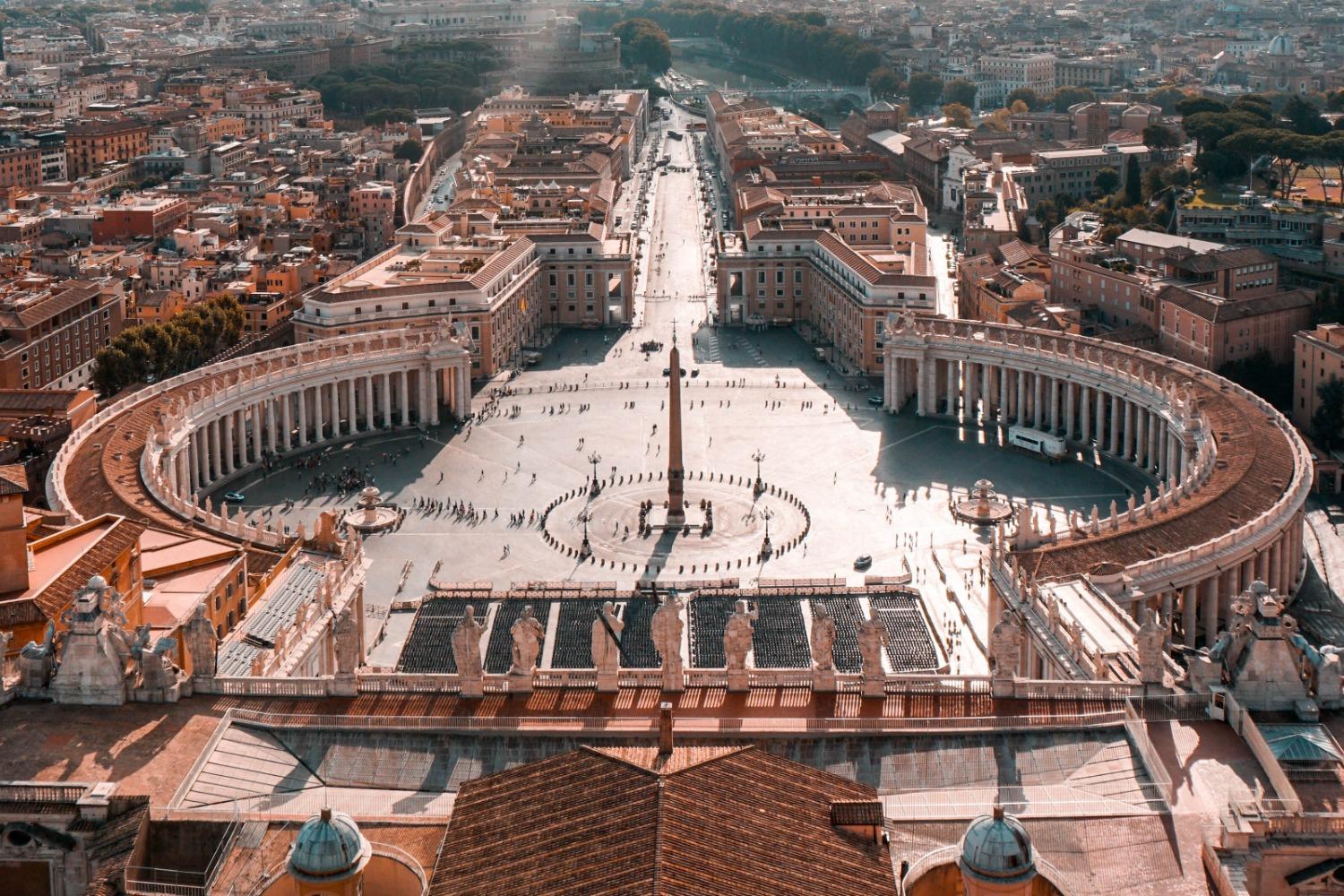 The Vatican Obelisk and St. Peter&#039;s Square from the Dome of St. Peter&#039;s Basilica