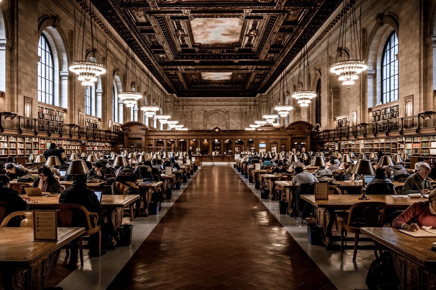 The Rose Main Reading Room of the New York Public Library in Manhattan