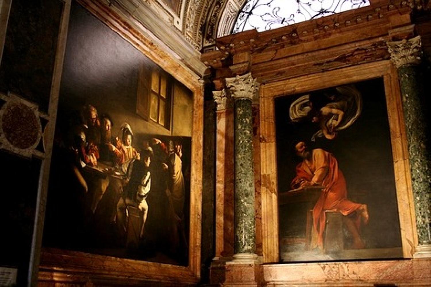 Caravaggio's "The Calling of Saint Matthew" and "The Inspiration of Saint Matthew" in the Contarelli Chapel