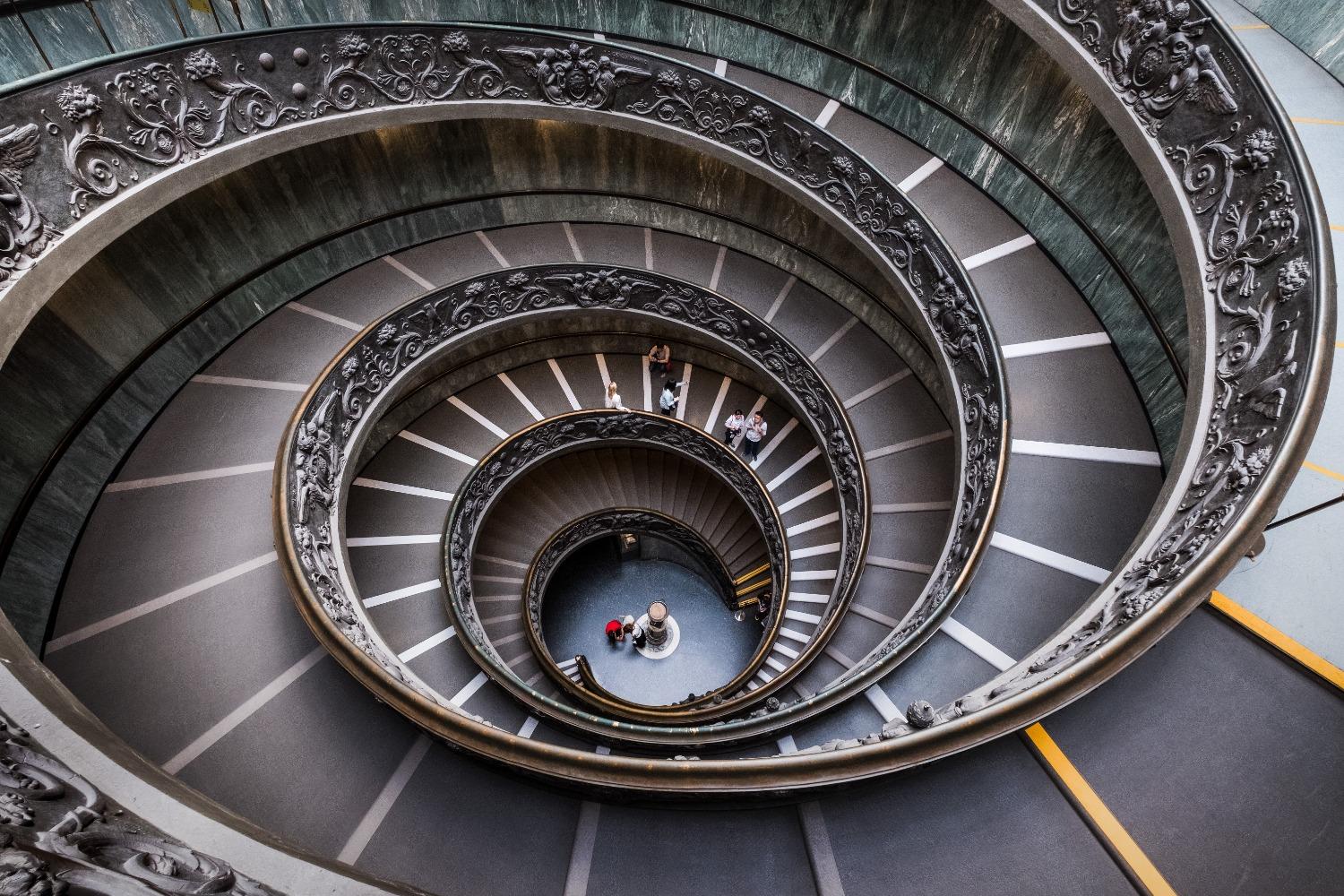 The stairs at the Vatican Museums
