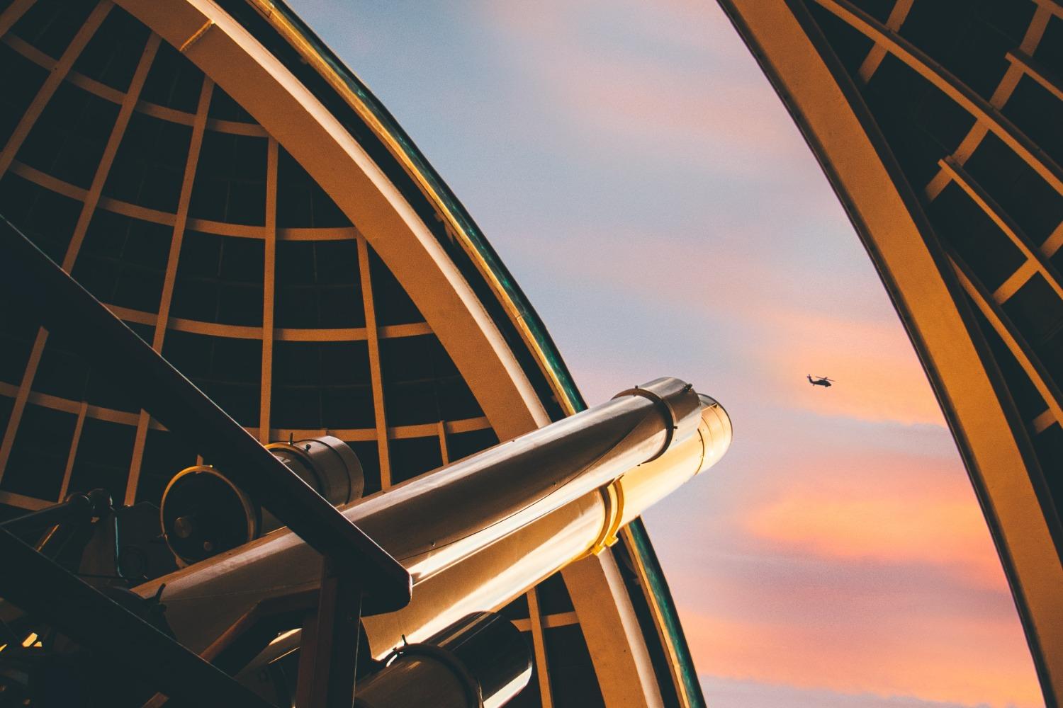 A telescope at sunset