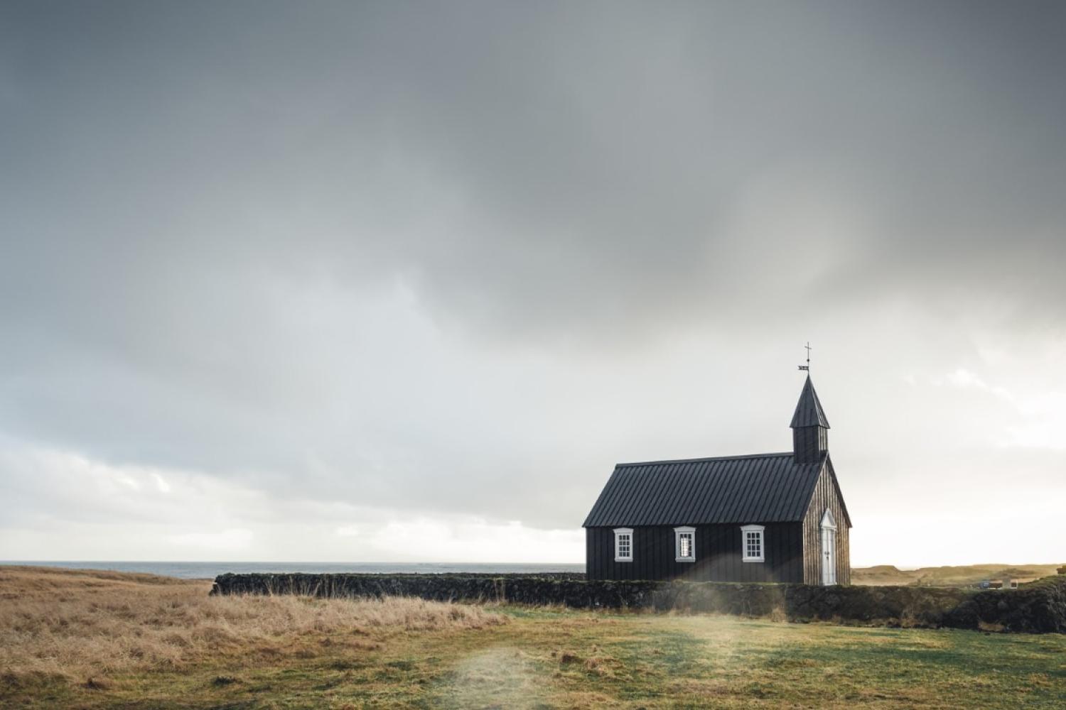 A chapel on an overcast day