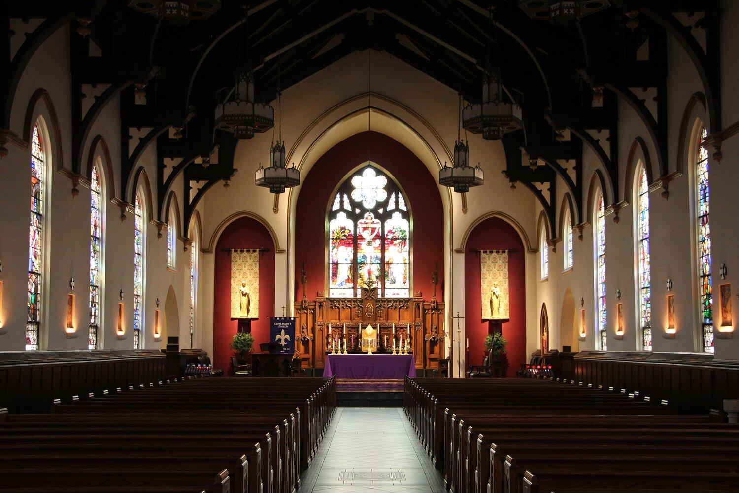 The Interior of St. Mary's Catholic Church in Greenville, South Carolina
