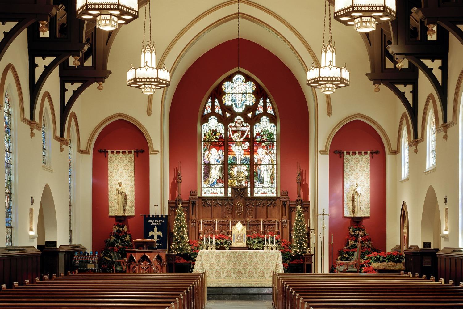 Interior of St. Mary's Catholic Church in Greenville, South Carolina