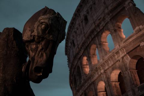 Horse Statue and the Colosseum