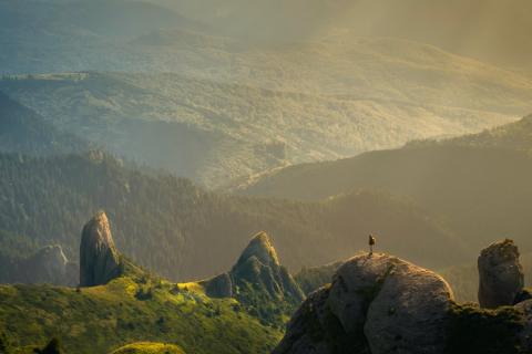 A Lone Hiker at Sunrise