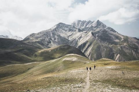 Hikers on a Path on the Breithorn, Switzerland