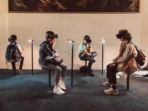 Virtual reality headsets in an art museum