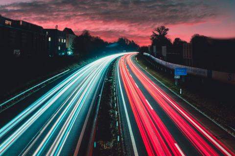 Red and blue traffic lights