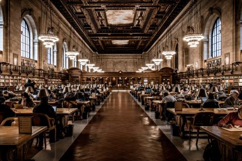 The Rose Main Reading Room of the New York Public Library in Manhattan