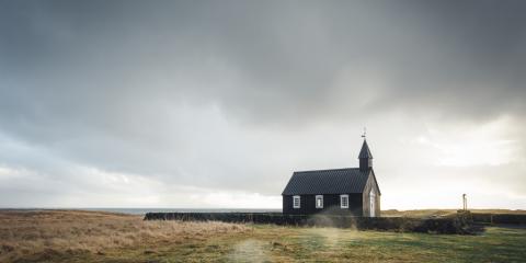 A chapel on an overcast day