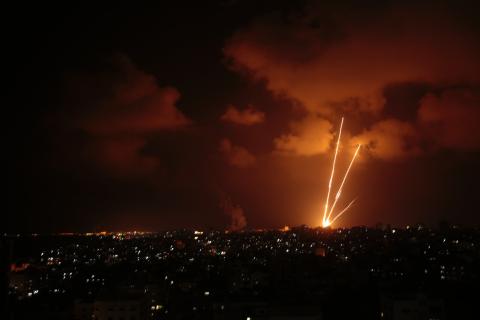Rockets fired from the Gaza Strip at night